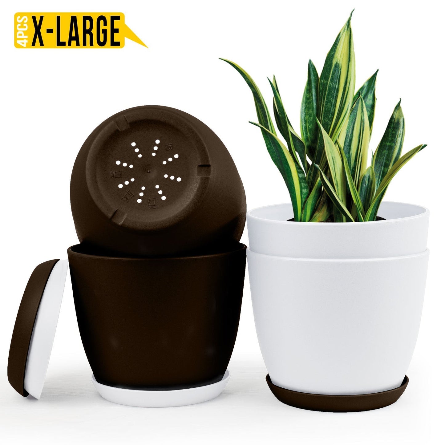 Extra Large Plant Pots with Drainage: Stylish Home Decor Flower Pots in Two Vibrant Colors - Ideal for Indoor Planters, Multi-Packs for Plastic Planters