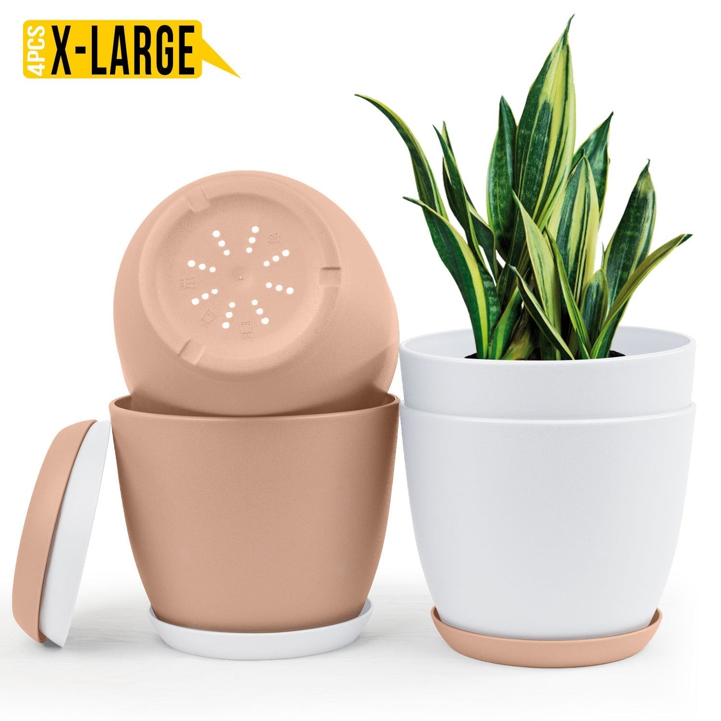 Extra Large Plant Pots with Drainage: Stylish Home Decor Flower Pots in Two Vibrant Colors - Ideal for Indoor Planters, Multi-Packs for Plastic Planters