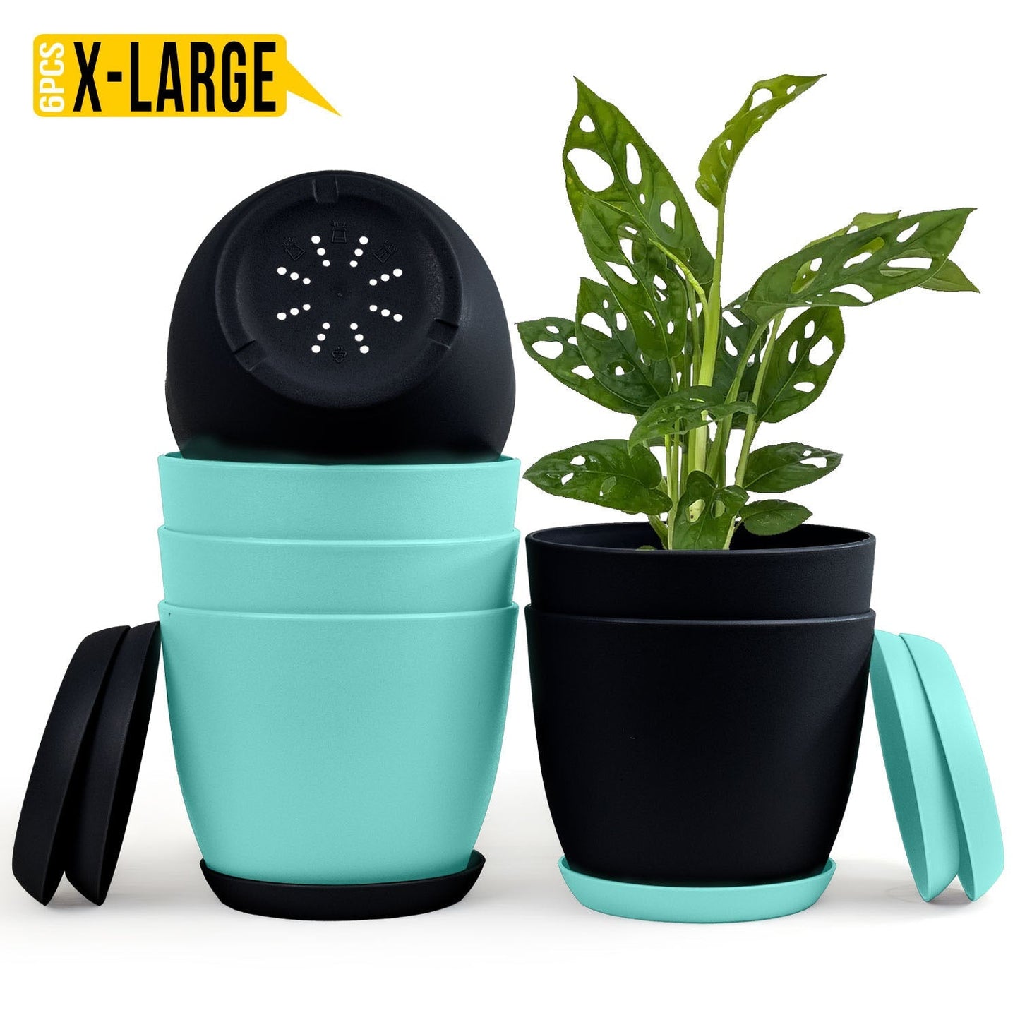 Extra Large Plant Pots with Drainage: Two Vibrant Colors, Ideal for Indoor Planters - Explore Multi-Packs for Plastic Planters
