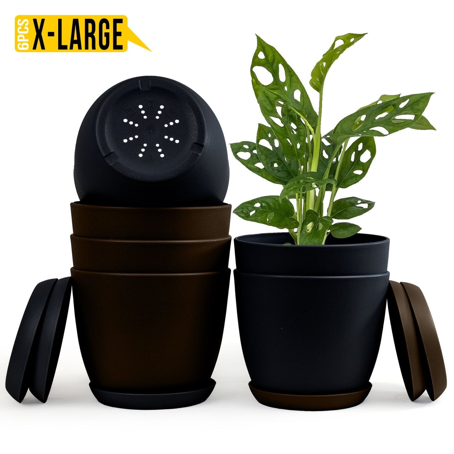 Extra Large Plant Pots with Drainage: Two Vibrant Colors, Ideal for Indoor Planters - Explore Multi-Packs for Plastic Planters