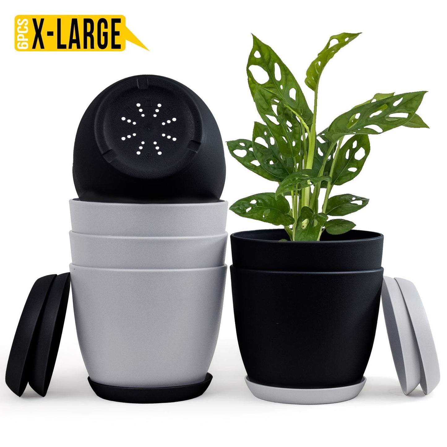 Extra Large Plant Pots with Drainage: Two Vibrant Colors, Ideal for Indoor Planters - Explore Multi-Packs for Plastic Planters