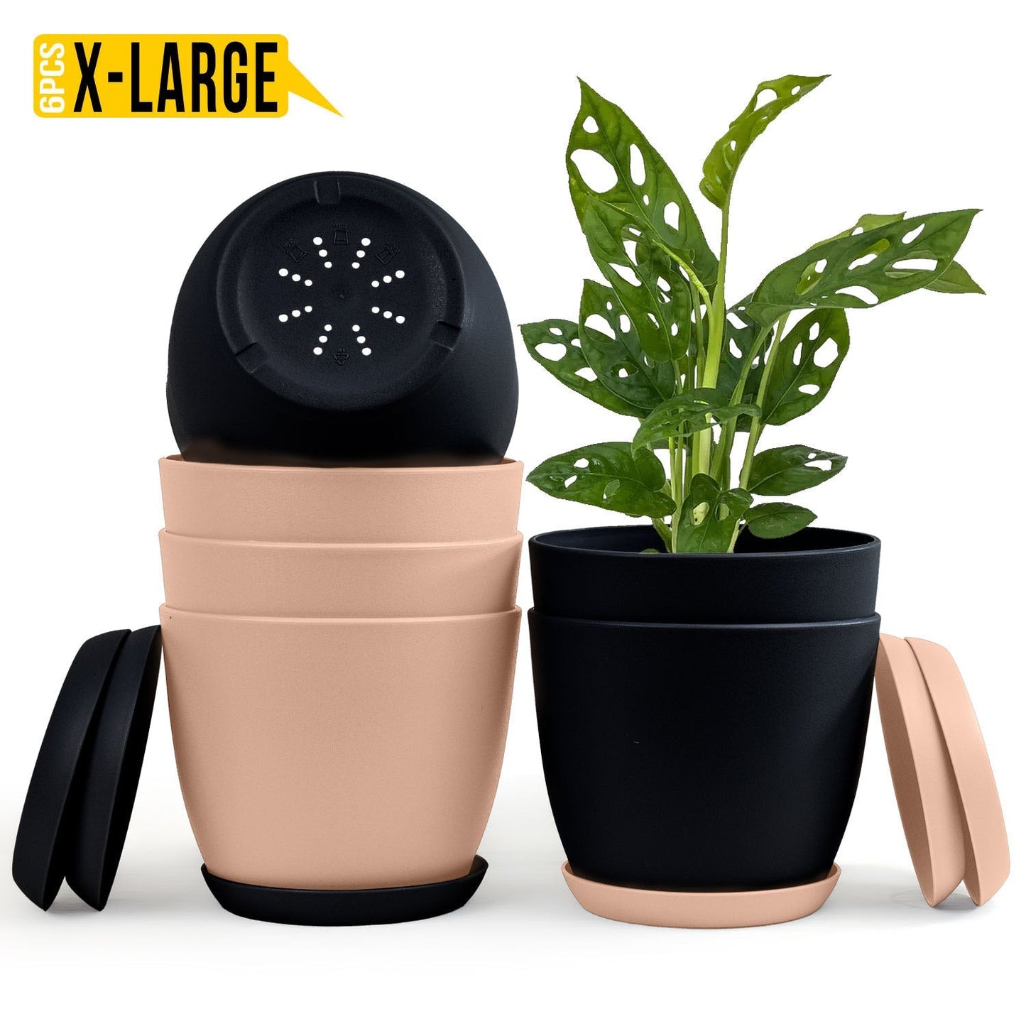 Extra Large Plant Pots with Drainage: Two Vibrant Colors, Ideal for Indoor Planters - Explore Multi-Packs for Plastic Planters