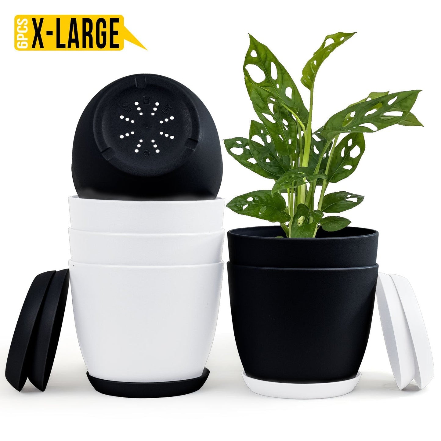 Extra Large Plant Pots with Drainage: Two Vibrant Colors, Ideal for Indoor Planters - Explore Multi-Packs for Plastic Planters