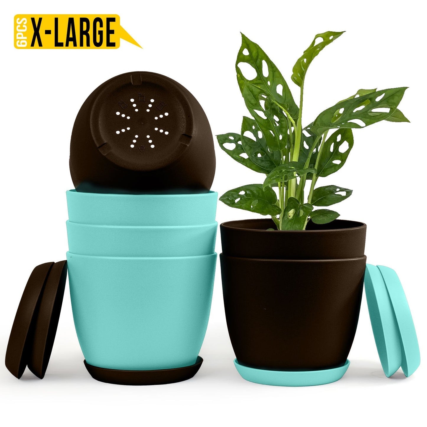 Elevate Your Space with Extra Large Plant Pots: Two Vibrant Colors, Drainage, Perfect for Indoor Planters - Explore Multi-Packs for Plastic Planters