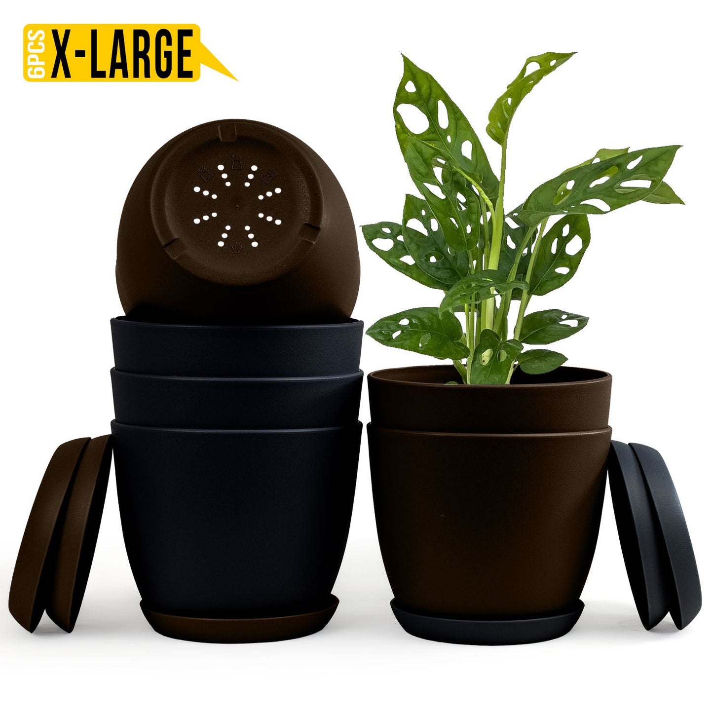 Elevate Your Space with Extra Large Plant Pots: Two Vibrant Colors, Drainage, Perfect for Indoor Planters - Explore Multi-Packs for Plastic Planters