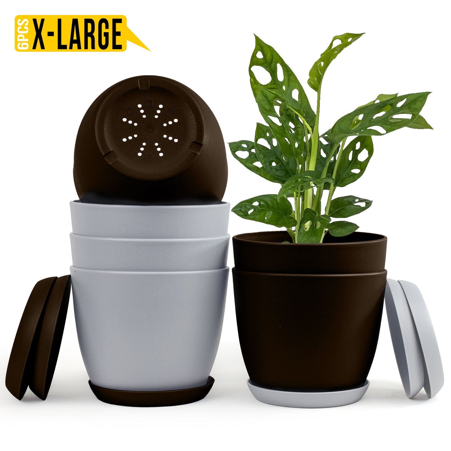 Elevate Your Space with Extra Large Plant Pots: Two Vibrant Colors, Drainage, Perfect for Indoor Planters - Explore Multi-Packs for Plastic Planters