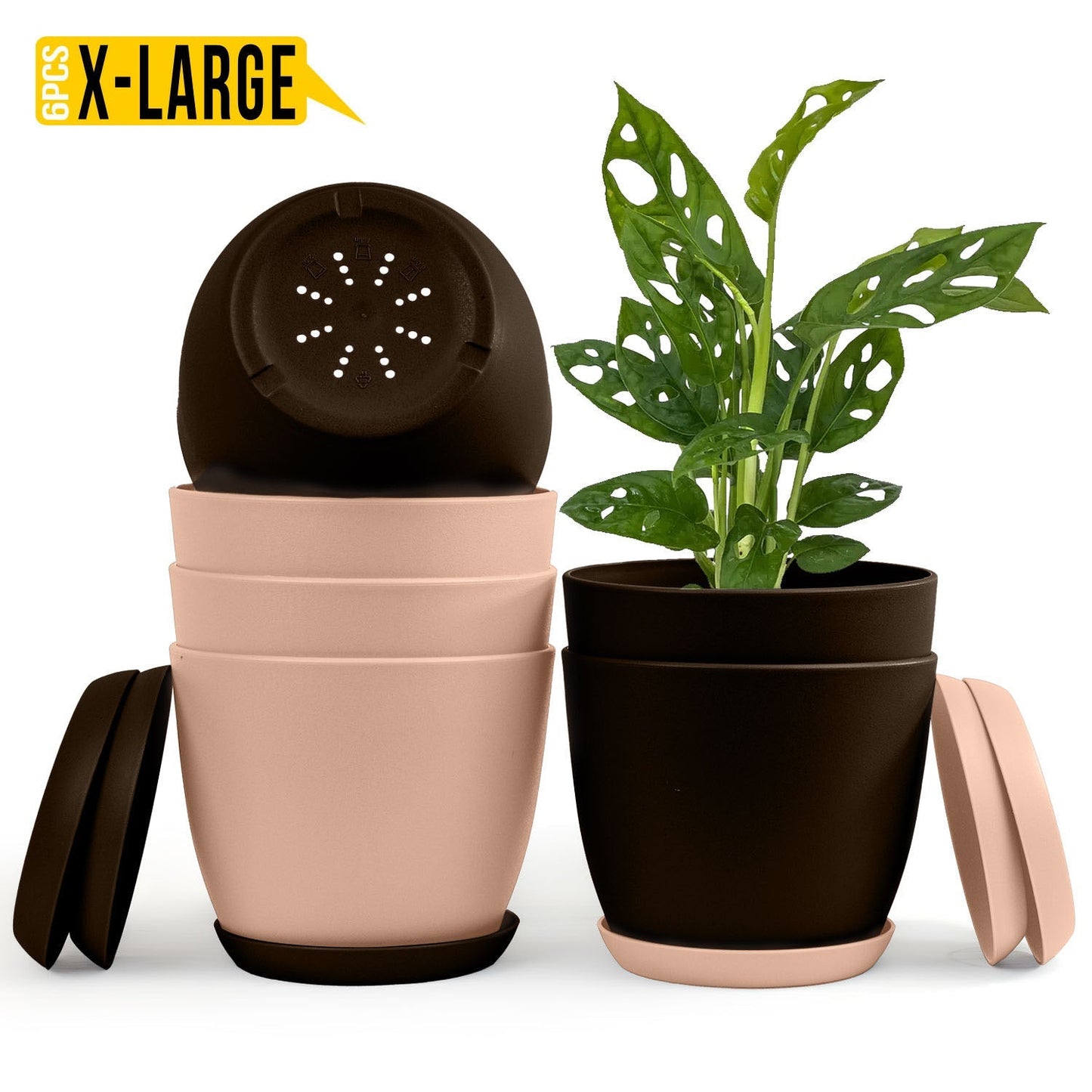 Elevate Your Space with Extra Large Plant Pots: Two Vibrant Colors, Drainage, Perfect for Indoor Planters - Explore Multi-Packs for Plastic Planters