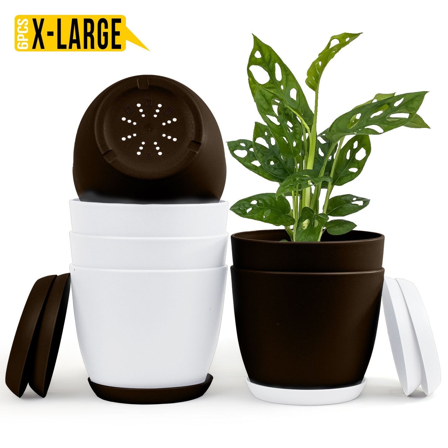 Elevate Your Space with Extra Large Plant Pots: Two Vibrant Colors, Drainage, Perfect for Indoor Planters - Explore Multi-Packs for Plastic Planters