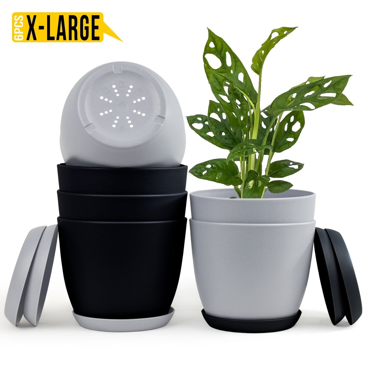 Revitalize Your Space with  Extra Large Plant Pots: Two Vibrant Colors, Drainage, Ideal for Indoor Planters - Explore Multi-Packs for Plastic Planters