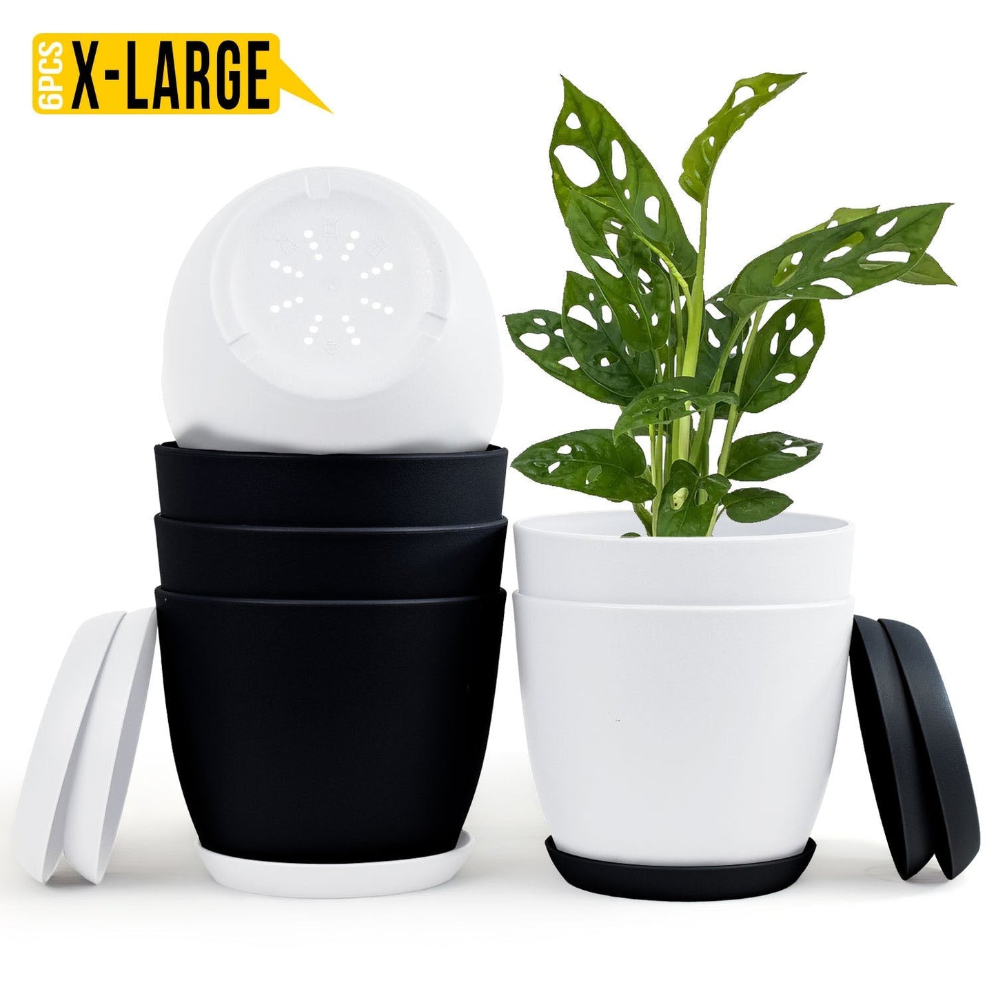Extra Large Plant Pots with Drainage: Stylish Home Decor Flower Pots in Two Vibrant Colors - Ideal for Indoor Planters, Multi-Packs for Plastic Planters