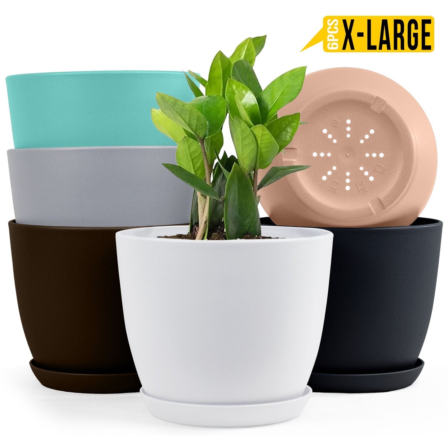 Extra Large Plant Pots Multi Colors with Drainage, Perfect for Indoor Planters