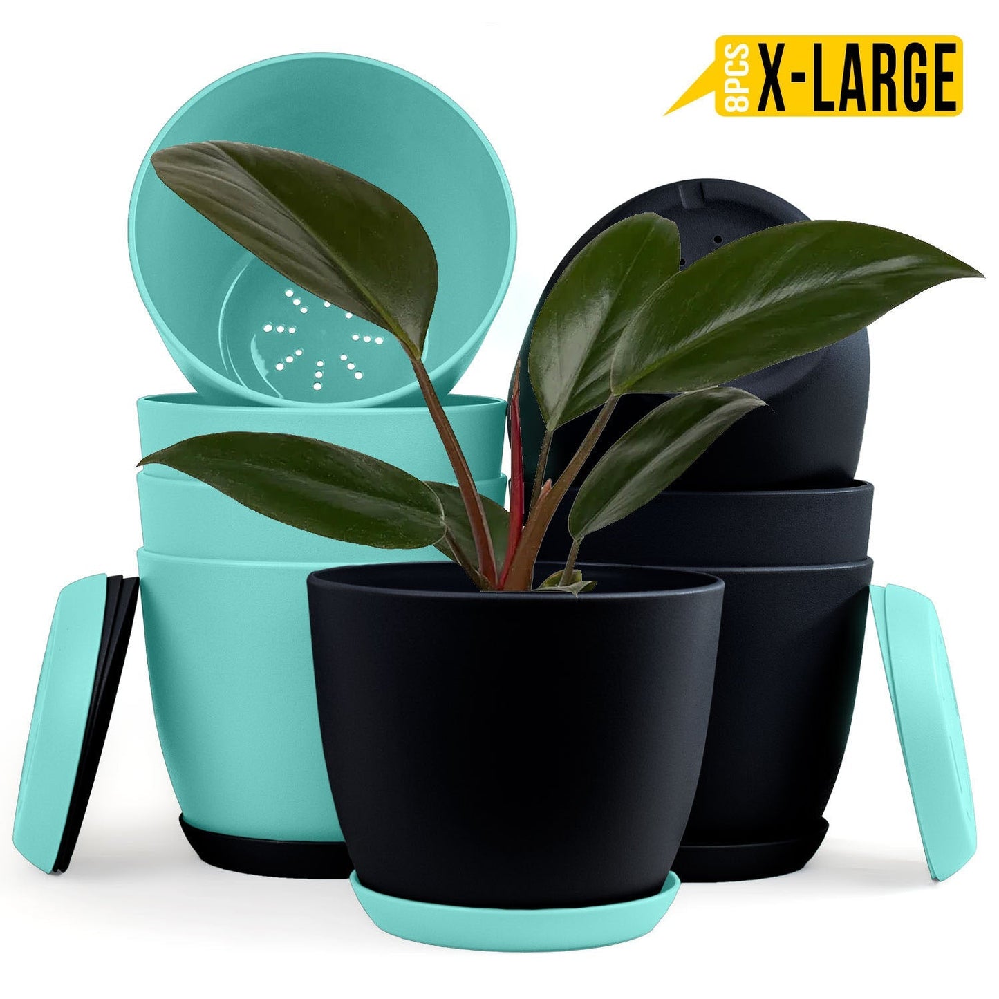 Extra Large Plant Pots with Drainage: Two Vibrant Colors, Ideal for Indoor Planters - Explore Multi-Packs for Plastic Planters