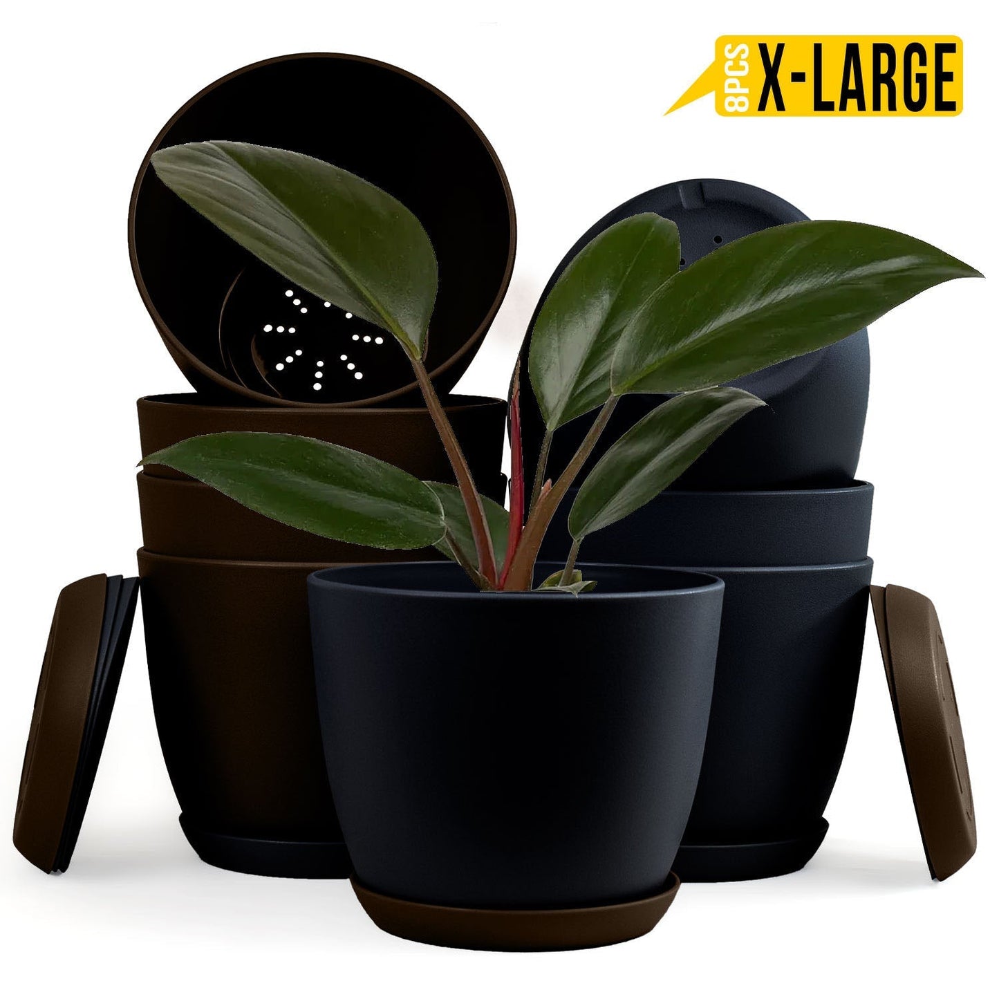Extra Large Plant Pots with Drainage: Two Vibrant Colors, Ideal for Indoor Planters - Explore Multi-Packs for Plastic Planters
