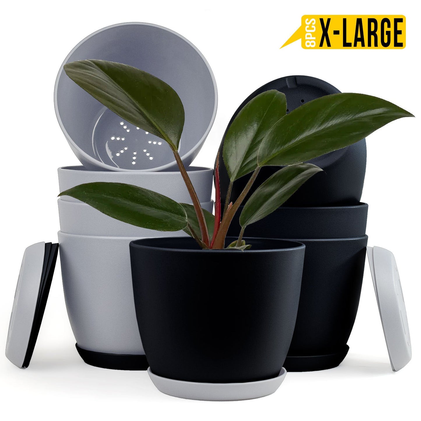 Extra Large Plant Pots with Drainage: Two Vibrant Colors, Ideal for Indoor Planters - Explore Multi-Packs for Plastic Planters