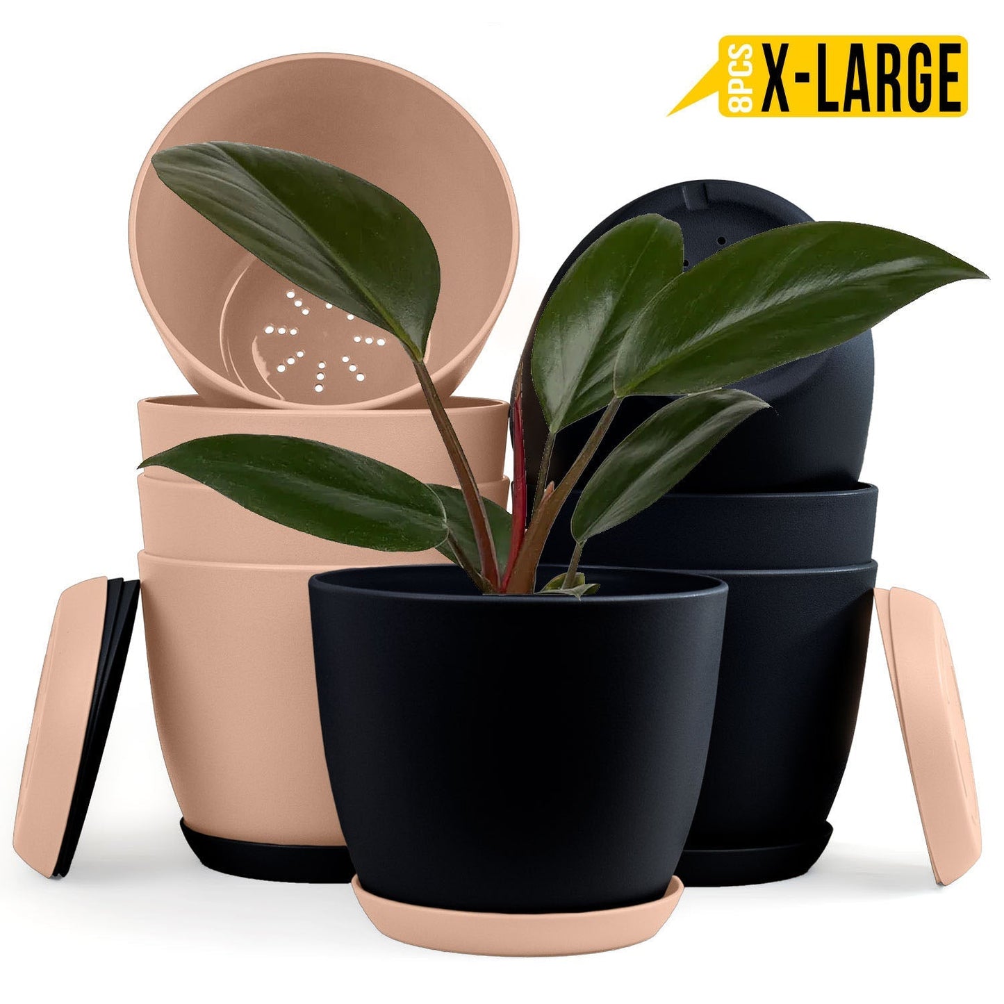 Extra Large Plant Pots with Drainage: Two Vibrant Colors, Ideal for Indoor Planters - Explore Multi-Packs for Plastic Planters