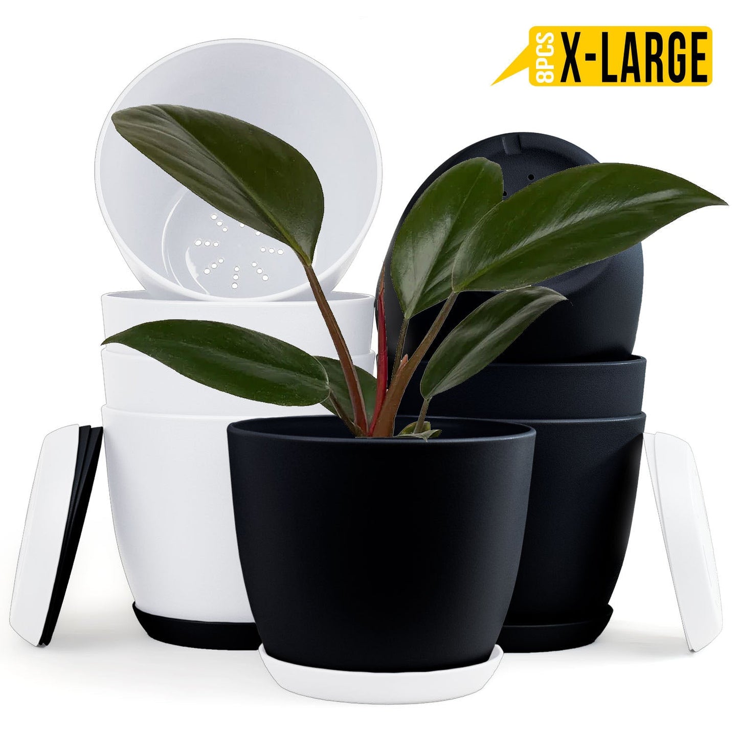 Extra Large Plant Pots with Drainage: Two Vibrant Colors, Ideal for Indoor Planters - Explore Multi-Packs for Plastic Planters