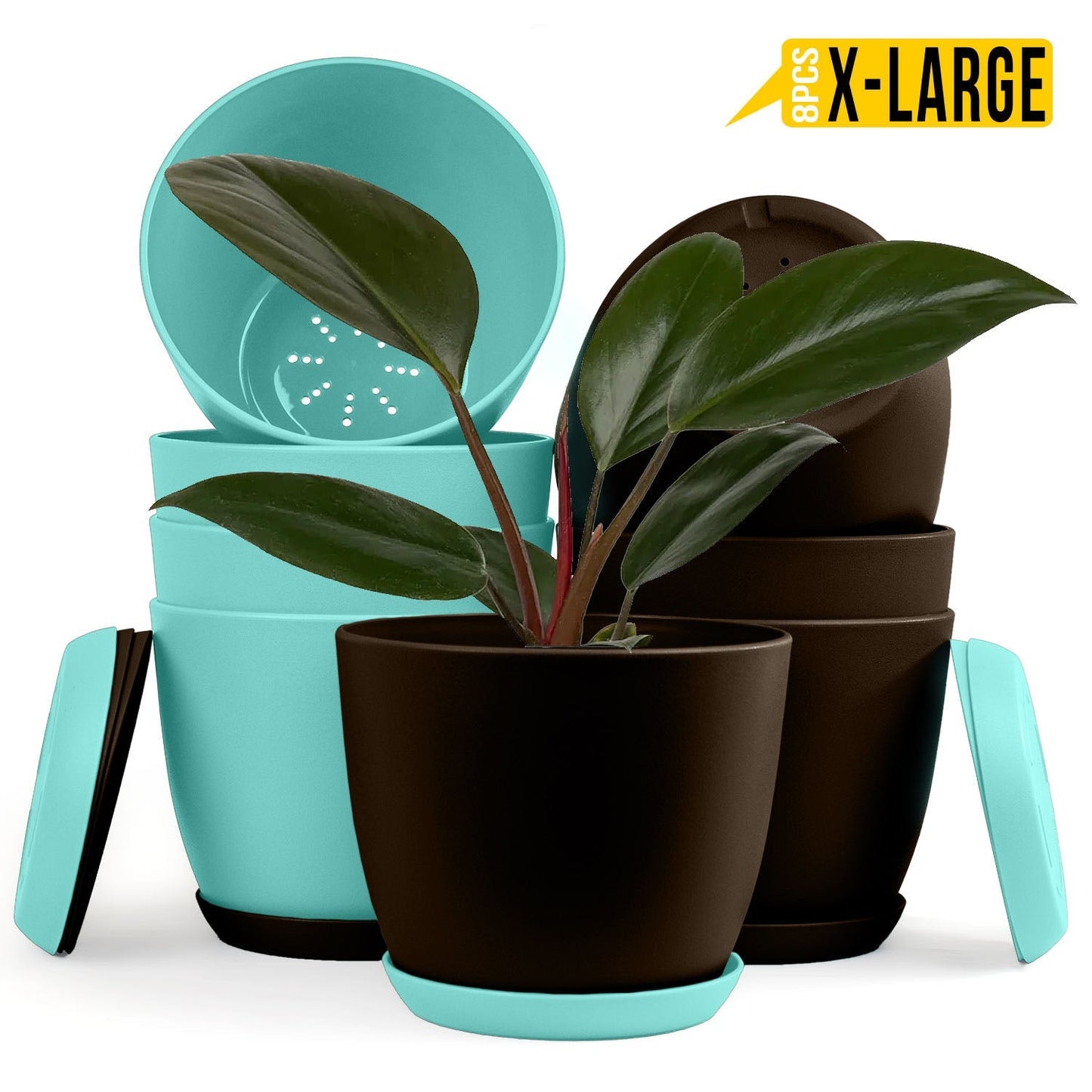 Elevate Your Space with Extra Large Plant Pots: Two Vibrant Colors, Drainage, Perfect for Indoor Planters - Explore Multi-Packs for Plastic Planters