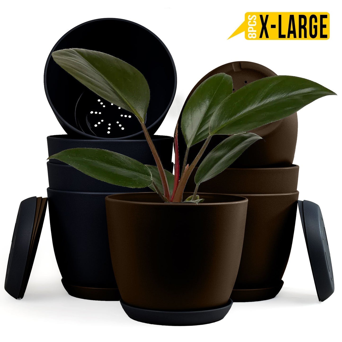 Elevate Your Space with Extra Large Plant Pots: Two Vibrant Colors, Drainage, Perfect for Indoor Planters - Explore Multi-Packs for Plastic Planters