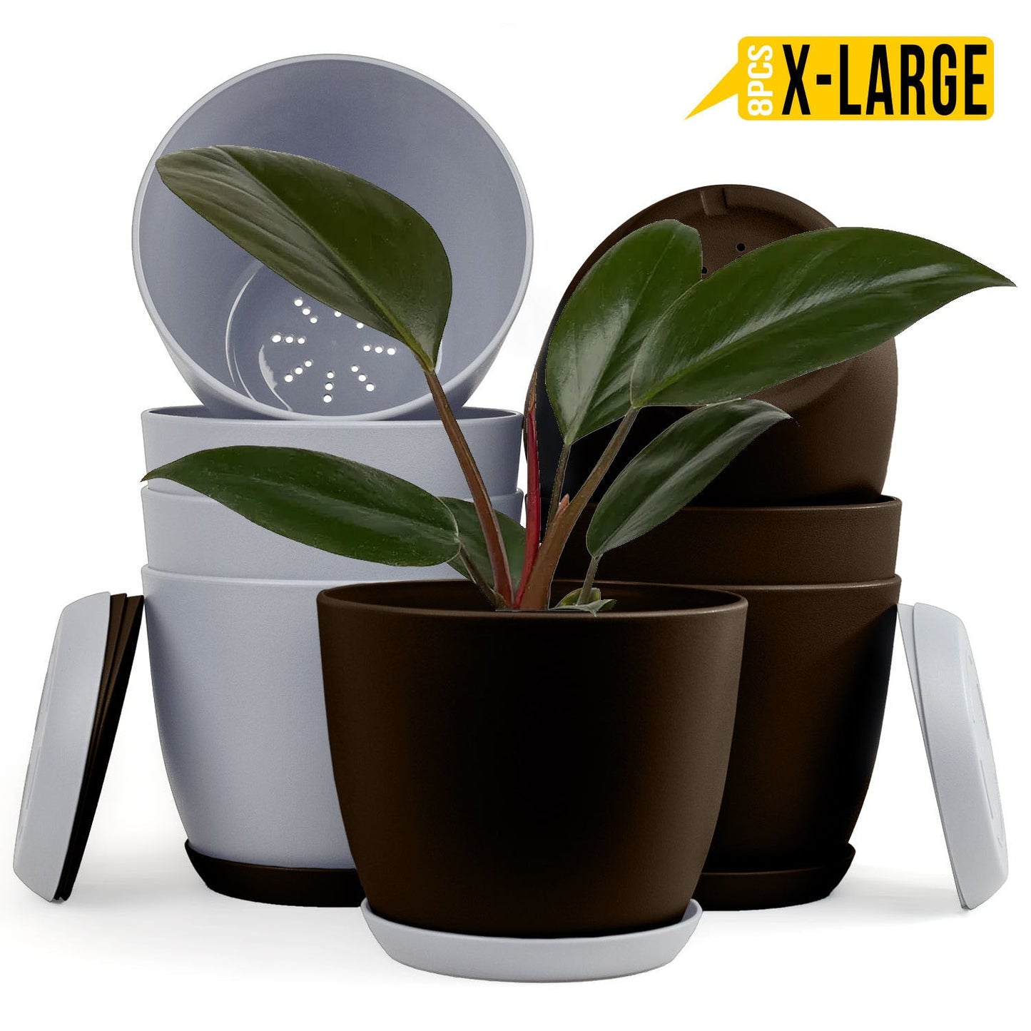 Elevate Your Space with Extra Large Plant Pots: Two Vibrant Colors, Drainage, Perfect for Indoor Planters - Explore Multi-Packs for Plastic Planters