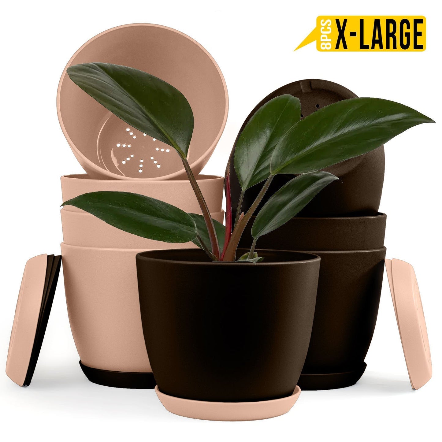 Elevate Your Space with Extra Large Plant Pots: Two Vibrant Colors, Drainage, Perfect for Indoor Planters - Explore Multi-Packs for Plastic Planters