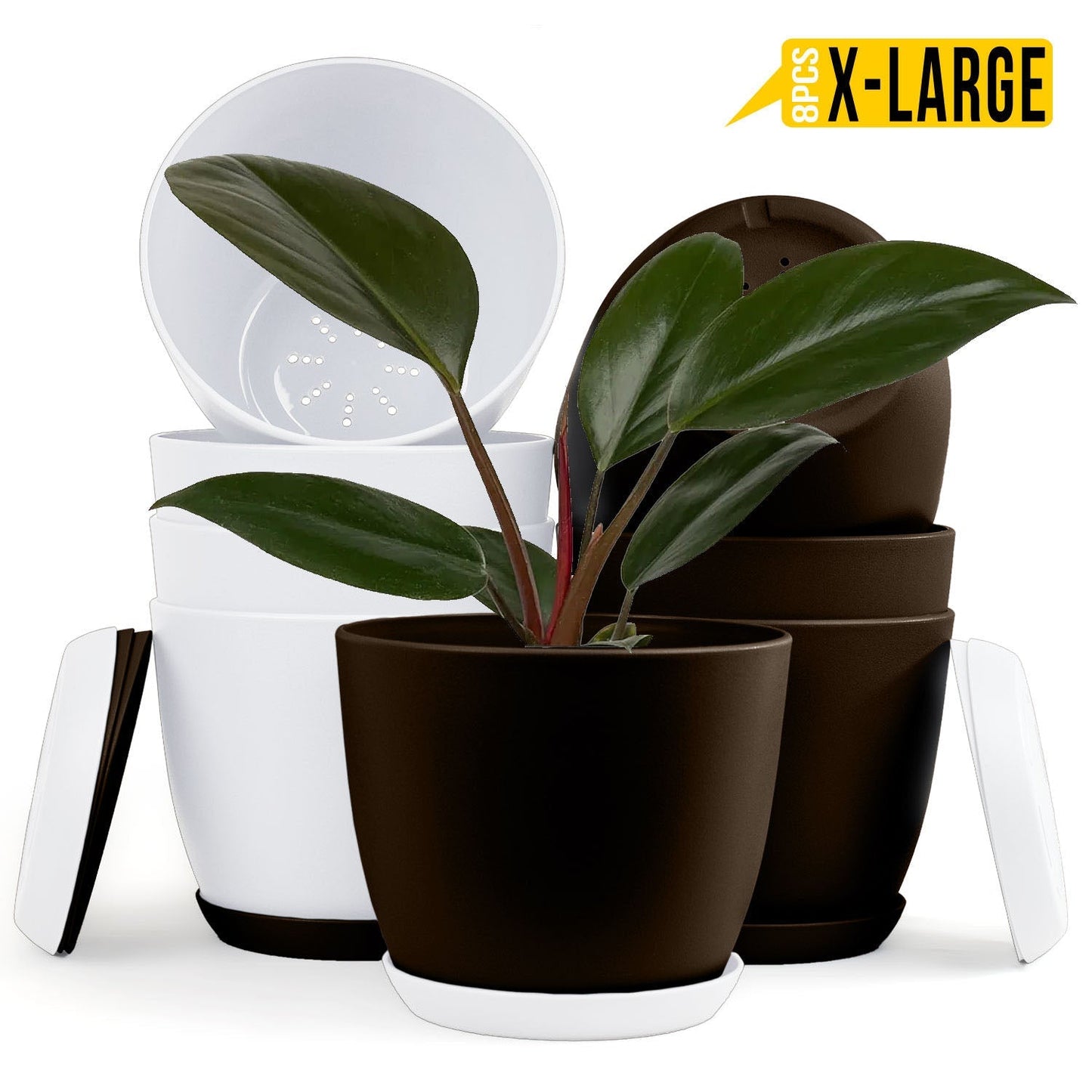 Elevate Your Space with Extra Large Plant Pots: Two Vibrant Colors, Drainage, Perfect for Indoor Planters - Explore Multi-Packs for Plastic Planters