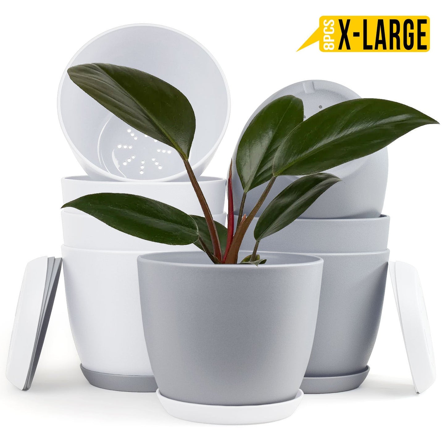 Revitalize Your Space with  Extra Large Plant Pots: Two Vibrant Colors, Drainage, Ideal for Indoor Planters - Explore Multi-Packs for Plastic Planters