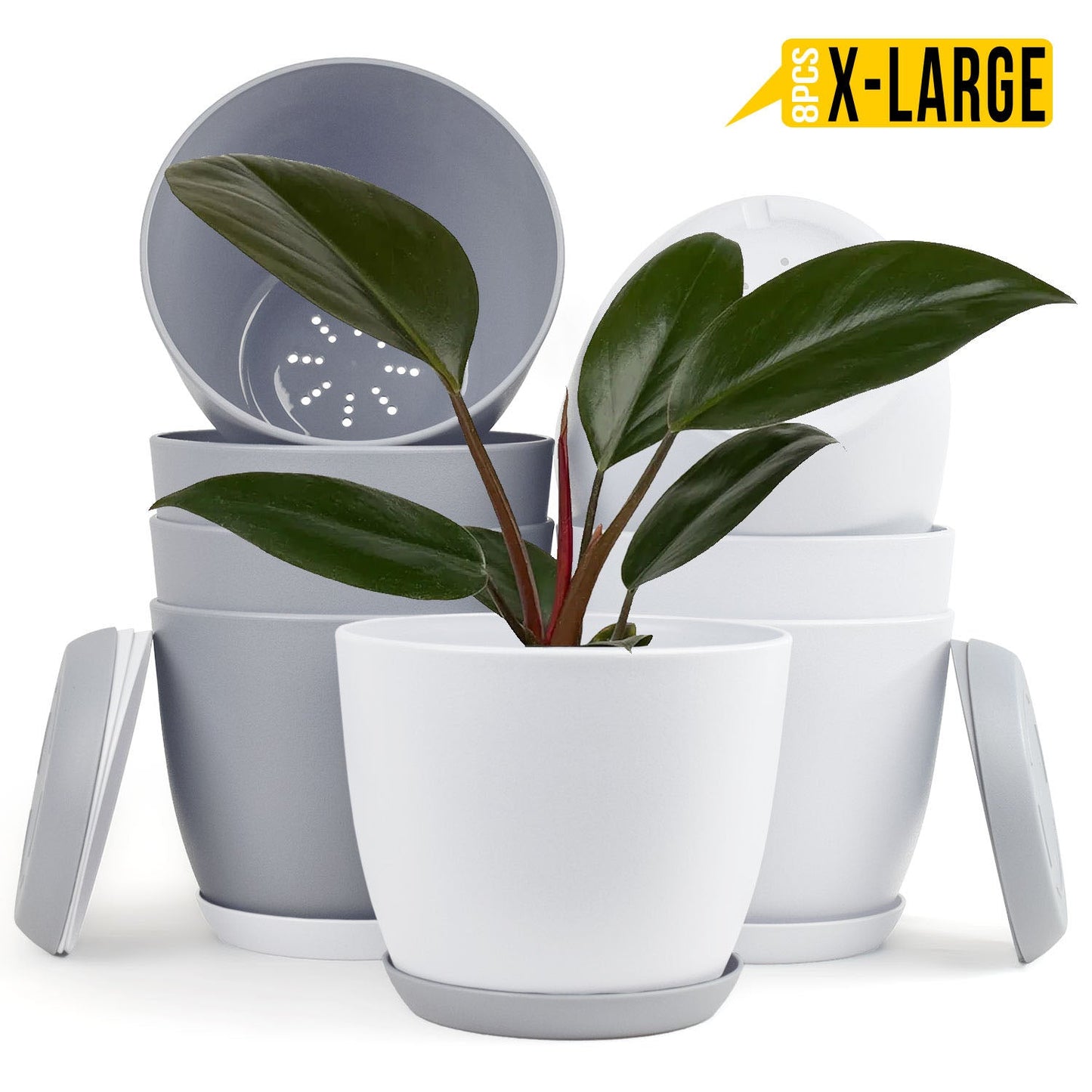 Extra Large Plant Pots with Drainage: Stylish Home Decor Flower Pots in Two Vibrant Colors - Ideal for Indoor Planters, Multi-Packs for Plastic Planters